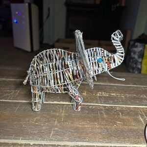 Vintage Folk Art Elephant Figurine Aluminum Tin Can Metal Art Decor
